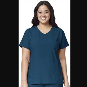 WonderWink Women's Nurse Scrub Top Shirt Caribbean Blue - Size L